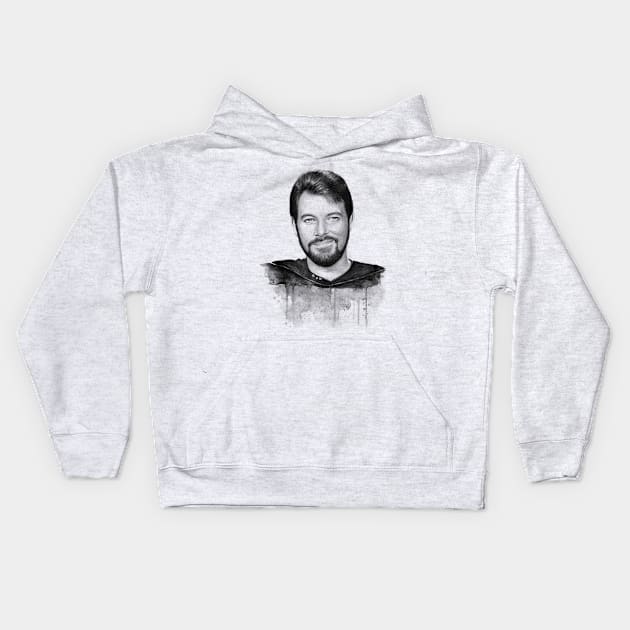 William Riker Kids Hoodie by Olechka